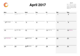 Calender April 2017