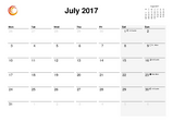 Calender July 2017